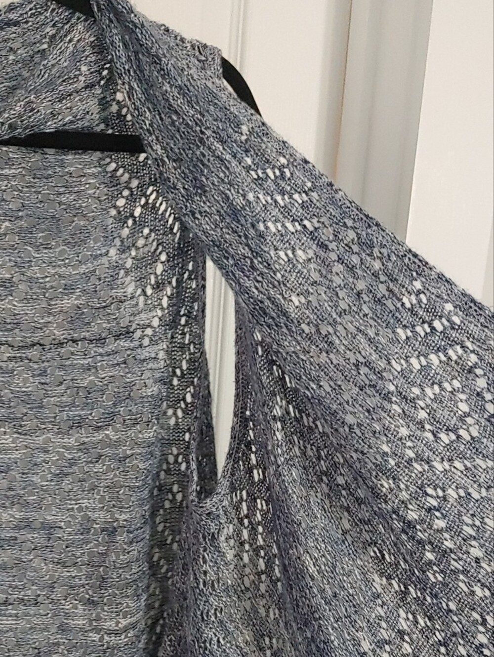 Kim Rogers Women's 3X Blue Marled Drape-Front Knit Vest - Picture 5 of 8